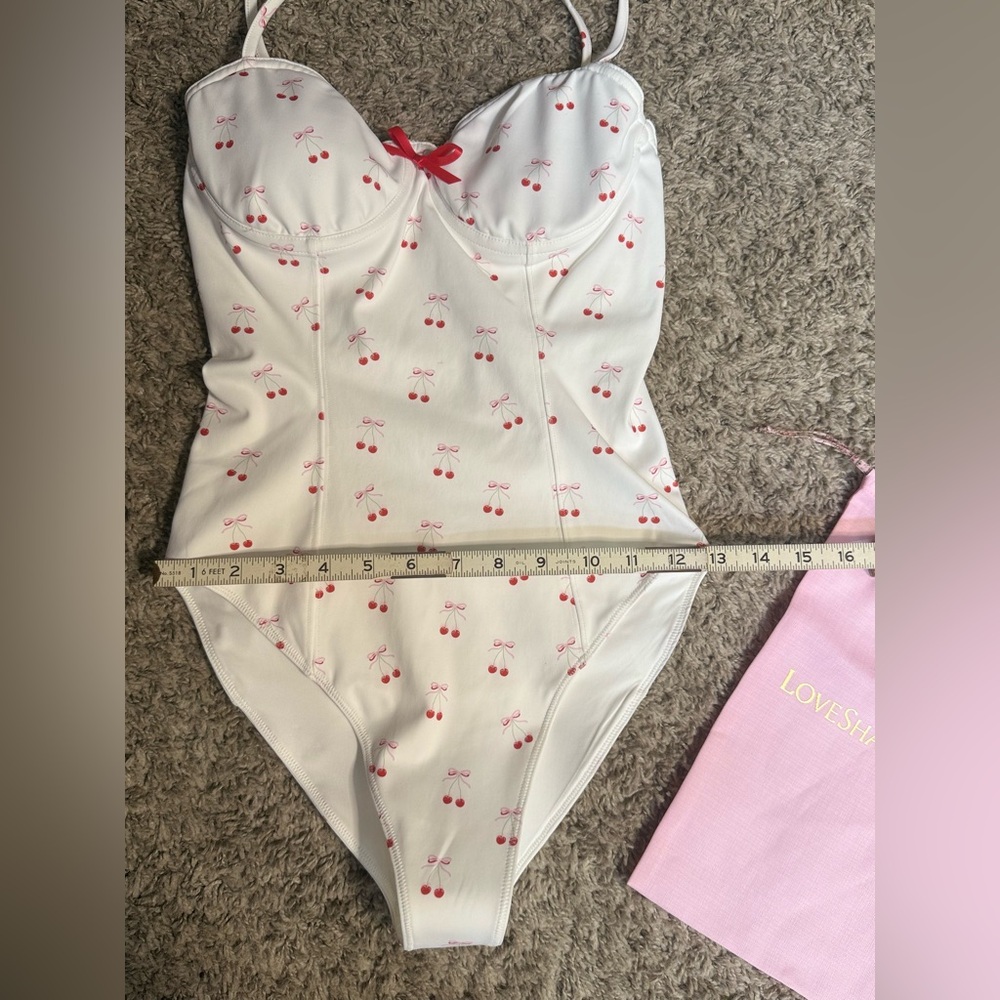 LoveShackFancy Veranda Mina One Piece | Cherry Bow Print | Dustbag | NWT | S - Picture 6 of 15